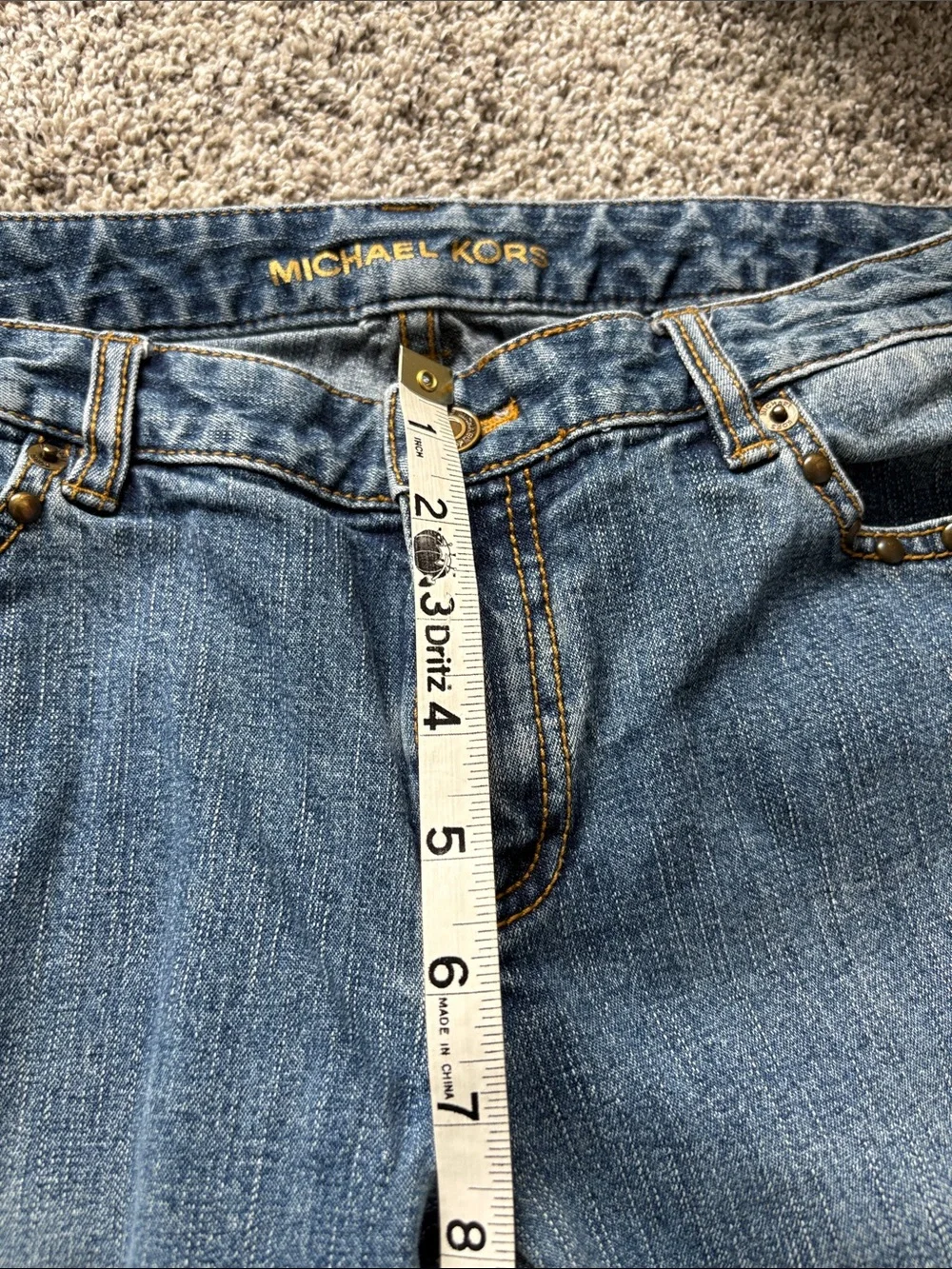 Michael‎ Kors Women's Blue Bootcut Jeans size 10 Low-rise Studded Cotton Pockets